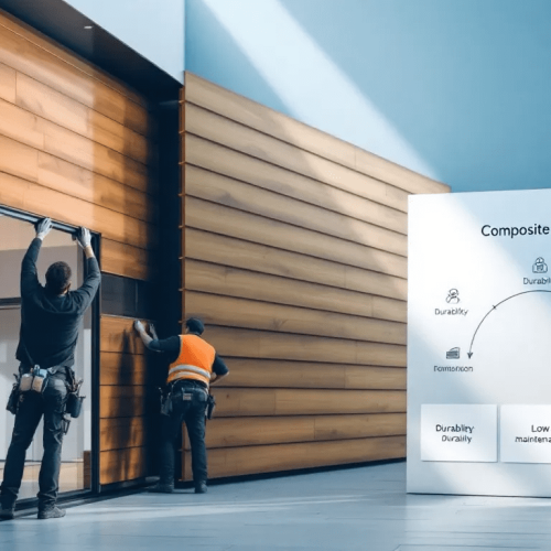 Installation process for composite siding.