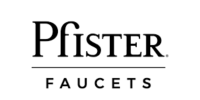 Pfister Faucets Logo Design Pfister Faucets logo with brand name in bold above "FAUCETS" separated by a horizontal line.